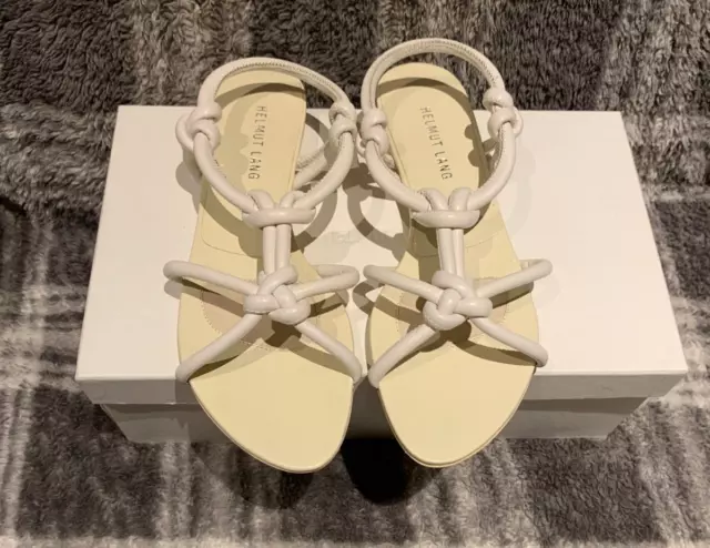 New Helmut Lang White Leather Knotted Strappy Sandals Shoes size IT 36.5 US 6.5