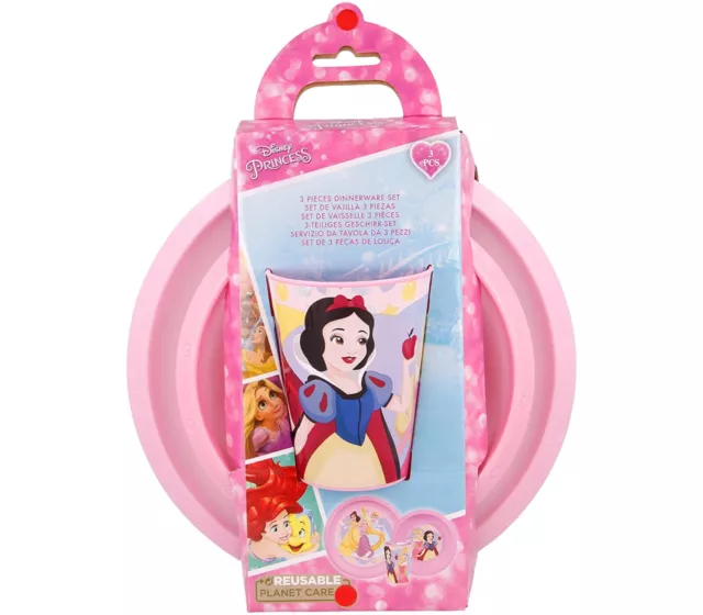 Set Pappa Bimba Principesse Disney 3PZ Servizio Da Tavola Piatti Bicchiere Asilo 3