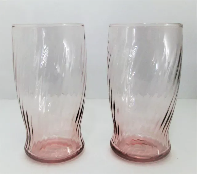 2 Wheaton Symphony Beverage Tumblers 13 oz Tea Rose Pink 5 1/4" Vintage Glasses