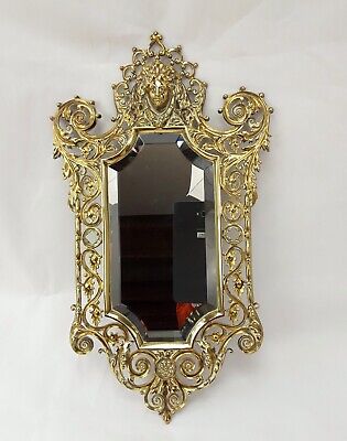 Stunning Antique Cast Brass Mirror & Ladies Face 19th MADE IN ENGLAND