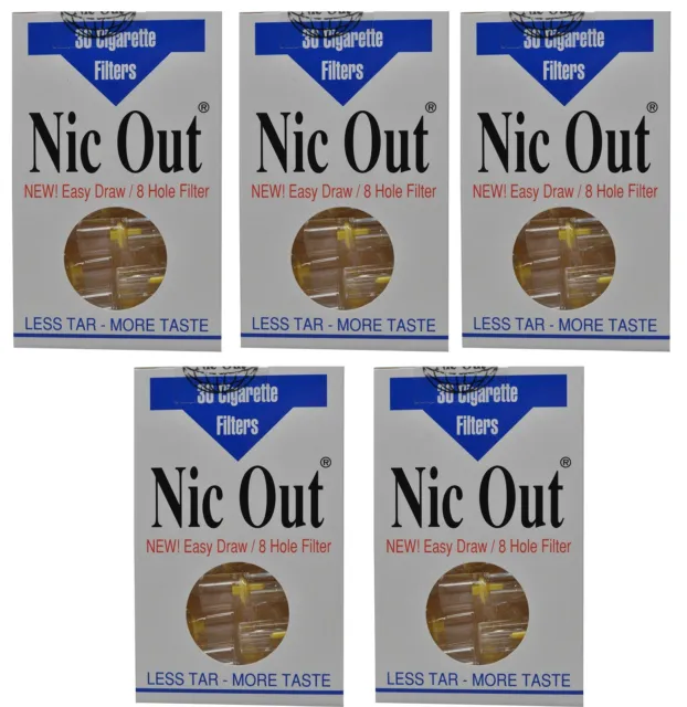 5 PACKS NIC-OUT Cigarette Filters TOTAL 150 tips Cut the Tar Keep the Taste
