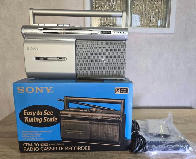 A VINTAGE PYE CASSETTE RECORDER MODEL 9110 WITH ORIGINAL BOX PLUS A SONY CASSETTE RECORDER AND A SHA
