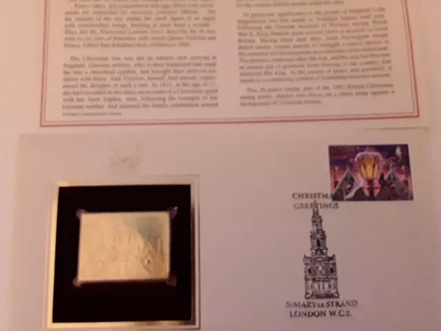 1983 British Christmas 22ct Golden Replicas Of British Stamp 28  pence Stamp