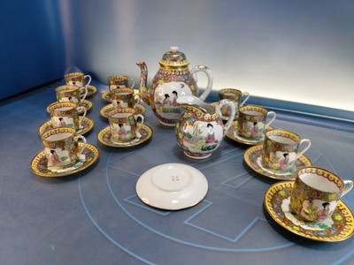 COM-FOUR® Servizio da tè 5 pezzi gres in stile giapponese servizio da tè smaltato ad arte per cerimonie del tè teiera e 4 tazze da tè in ceramica 