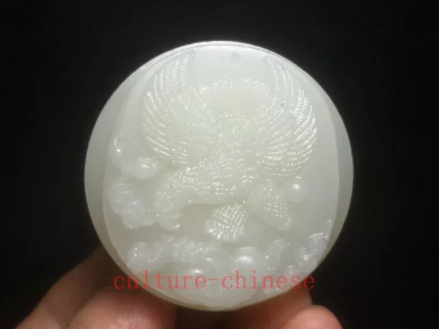 Chinese Natural Nephrite Jade Hand Carving eagle Tercel belt ornament Collection
