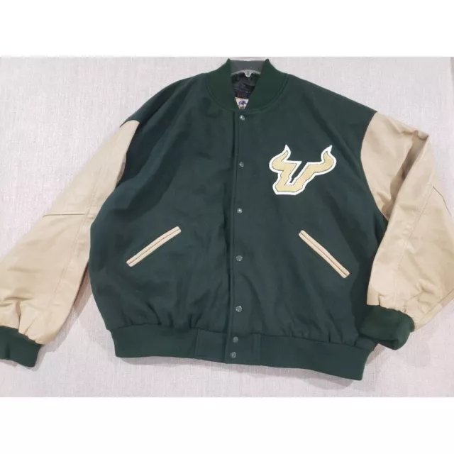 USF University Athletic Varsity Wool Jacket Maverick Brand Patch Men’s 4XL