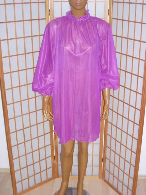 Wundervolles Adult Sissy Nylon Transparent Nachtkleid  Lila Negligee