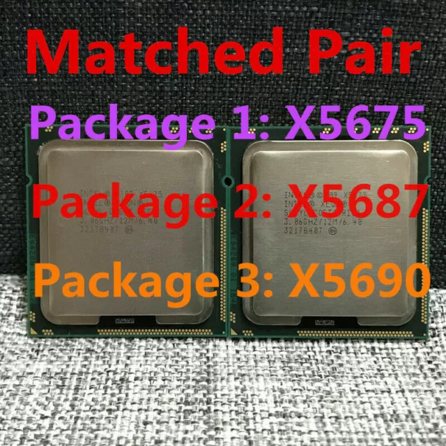 Matching pair Intel Xeon X5670 X5675 X5687 X5680 X5690 CPU LGA1366 Processors