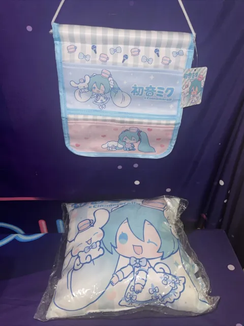 Lot Of 2 Rare Sanrio Hatsune Miku x Cinnamoroll Pillow Cushion & Wall Pocket