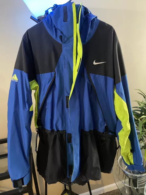 VINTAGE NIKE ACG Storm Fit Jacket 90s 3 Outer Layer Blue/ Lime Green ...