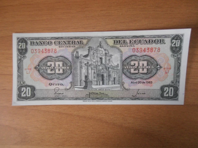 1983 SDS Ecuador 20 Sugars Banknote