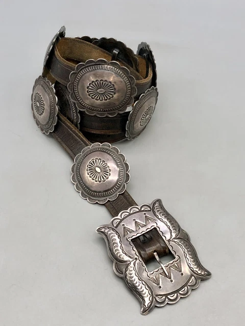 1940s Era Sterling Silver Concho Belt 1940s Era Sterling Silver Concho Belt