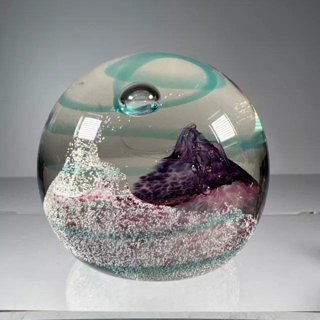 Caithness Titania Vintage Paperweight Clear Purple Bubbles Swirl P14038