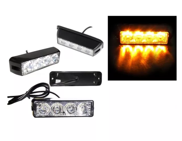 1X 4 LED Ambre Voiture Urgence Clignotant V??hicule Flash Warning