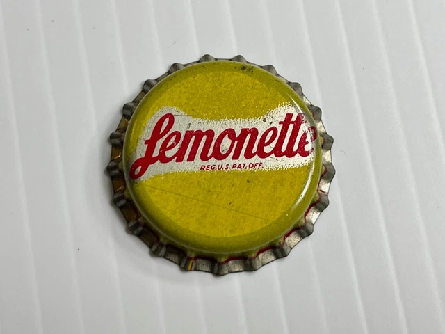 Vintage Lemonette Soda Bottle Cap - *Cork Back* (Yellow / Red)