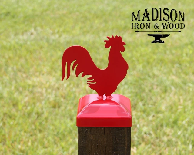 Rooster Fence Post Cap for 4x4 Wood Post, Chicken Post Topper finial