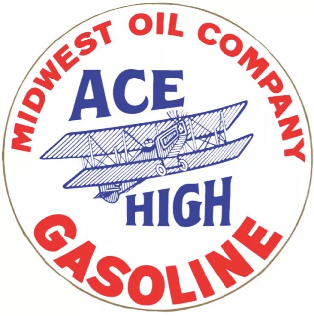 Ace high gasoline garage Oil Gas Aviation vintage round sign Reproduction