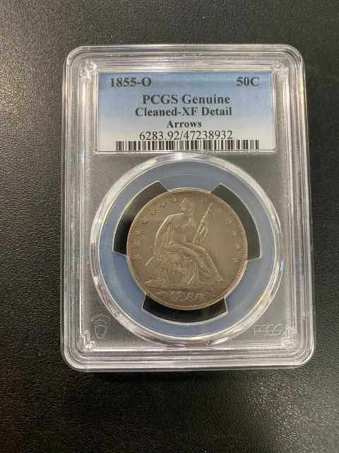 1855 O Seated Liberty Half Dollar Pcgs Xf Details - Better Date Half - Slab -50C