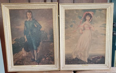 Blue Boy And Pinkie By Thomas Gainsborough on canvas 28×22 art vintage set