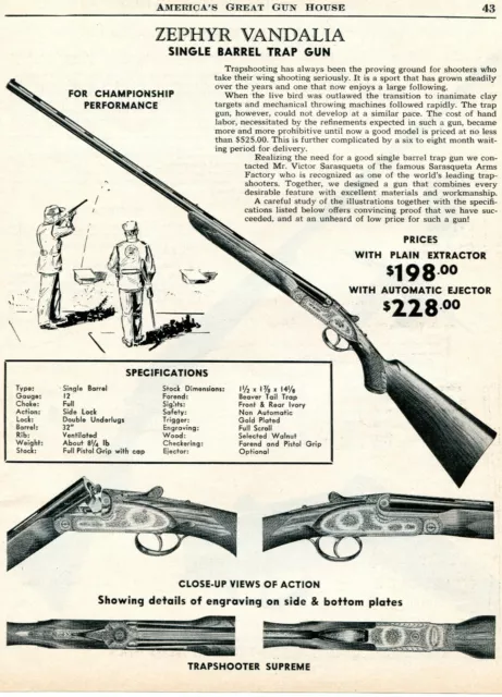 Zephyr Upland-King Shotgun 1958 Advertisement Gun Print Ad Vtg