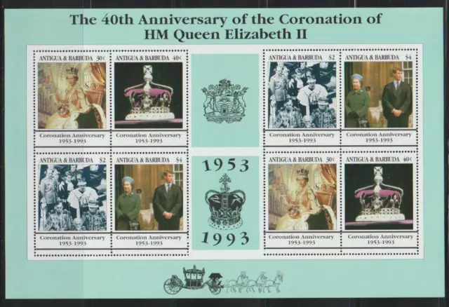 Antigua & Barbuda 1993 40Th Anniv Coronation Of Qeii Ss Mnh - Ant384