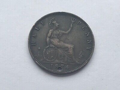 1874 Demi Penny - Bronze Victoria 5.67 G ⌀ 25.4 MM Km #748