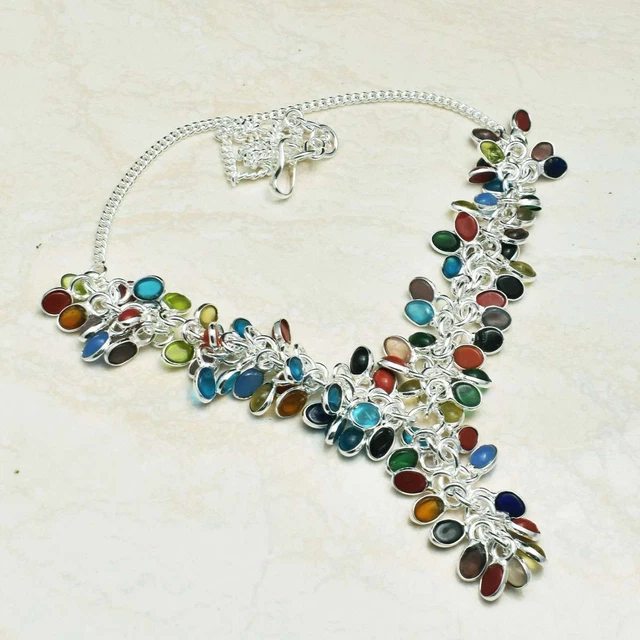 Multi Stone Gemstone Ethnic Handmade Necklace Jewelry 63 Gms AN 40543
