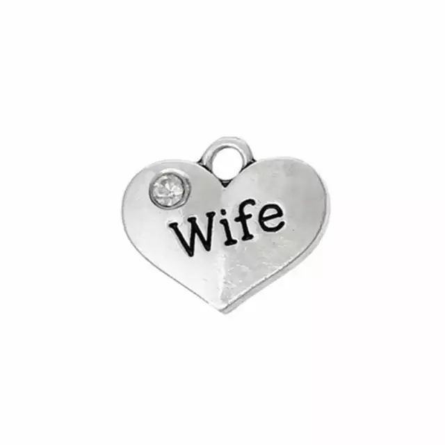 Love Heart Wife Charm Hochzeit Schmuckherstellung Tibetisches Silber 5er-Pack