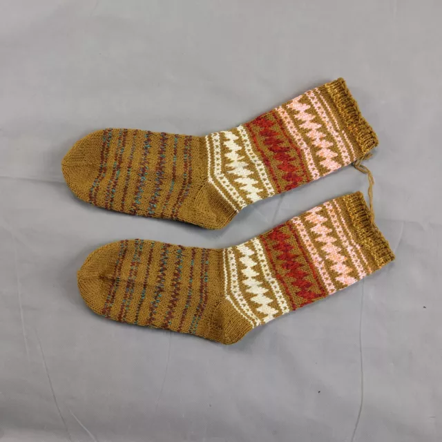 Woolen Socks Vintage Hand Knitted Handmade Bulgarian Folk Costume #2355