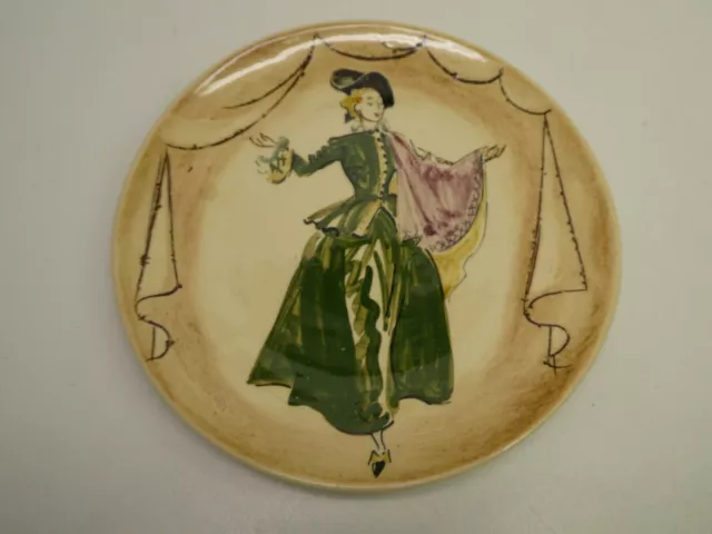 Australian Pottery Wall Plate Hand Painted Lady On Stage Signed Martin Boyd