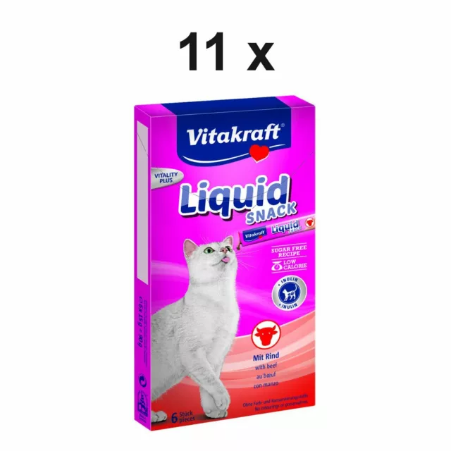 Snacks para Gatos Cat Líquido Vacuno - 11 X 90g - Premios VITAKRAFT