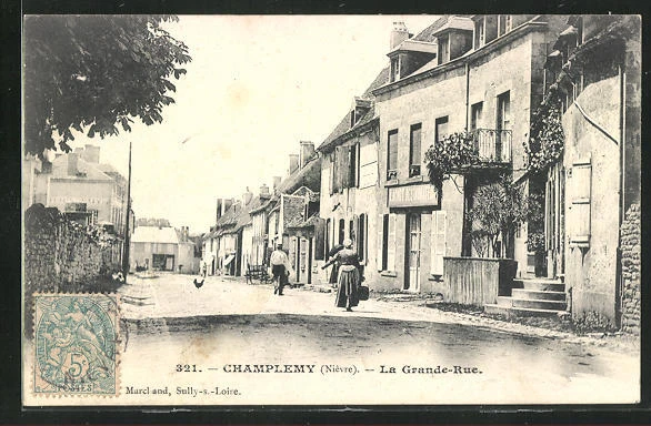 CPA Champlemy, La Grande-Rue 1905
