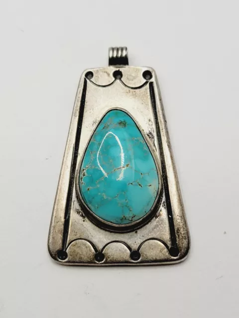 Vintage Begay Navajo Native Turquoise Signed Pendant 14g