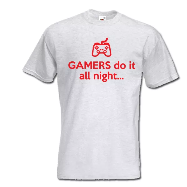 T-shirt da uomo GAMERS do it all night xbox playstation gaming eat sleep game divertente 5