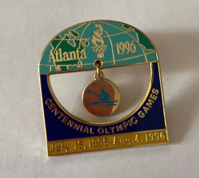 Atlanta Olympic Games 1996: Globe Dangle Sports Pin Canoe