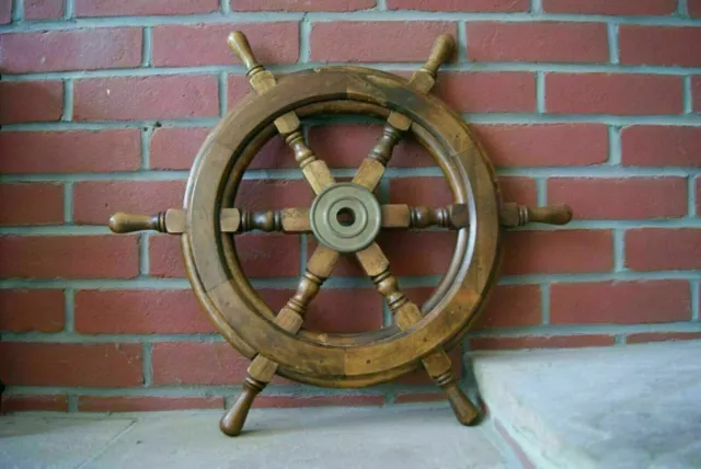 Captain Wooden Ship Wheel Decor 18 Inch Maritime Pirate Ships Boat Steering Wood