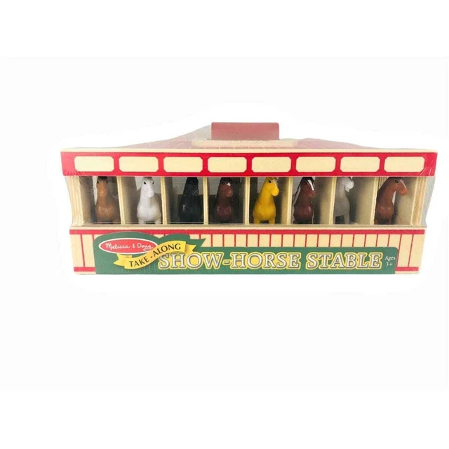 Melissa & Doug Take-Along Horse Stable Set, 8 Show-Horses With Wooden Stable Box