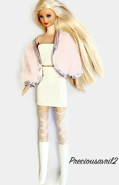 1/6 11.5" doll clothes 5 piece set jacket top skirt stockings boots barbie