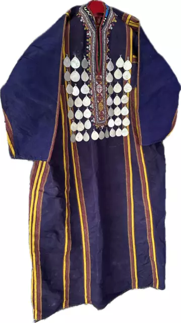 Old Turkmen Coirpi Woman’s Coat Uzbekistan with Local Silver