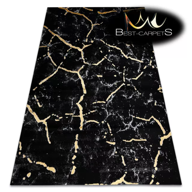 Modern Stylish Rug "GLOSS" marble, nature, glamour, black / gold Best Quality