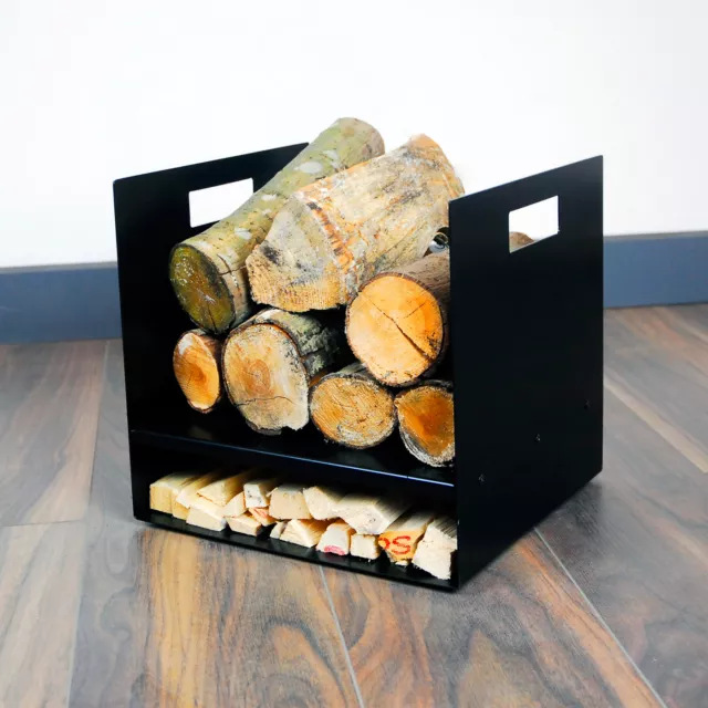 Modern Square Premium Firewood Log Basket - Wood Buring Stove Fire Kindling UK