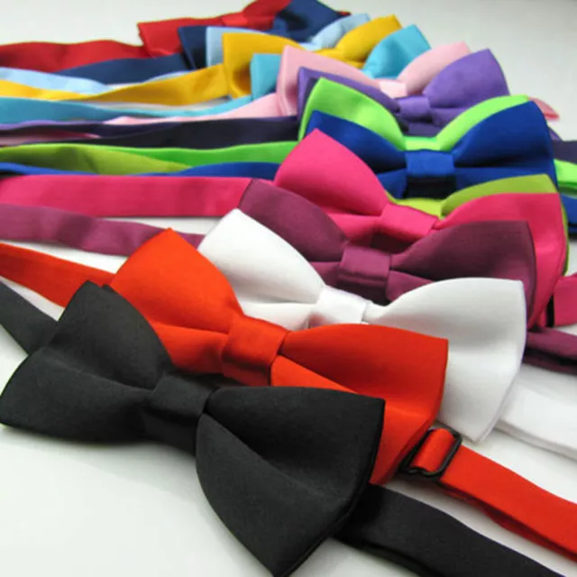 Children Kids Toddler Boys Girls Solid Colour Bowtie Pre Tied Bow Tie Necktie 2