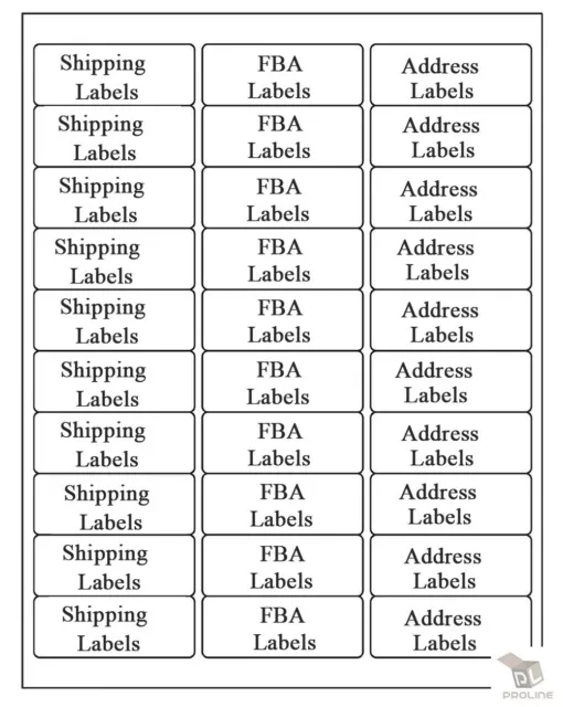 Premium Shipping Address Mailing Labels FBA SKU Labels 1" x 2 5/8" 30/sheet 30UP