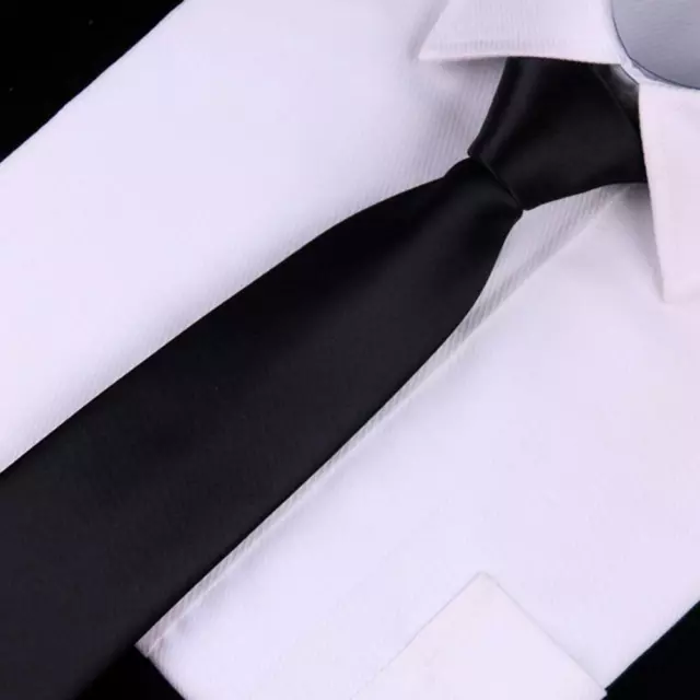 Black Color Clip On Tie Security Tie Doorman Steward Funeral Tie Matte A1D3