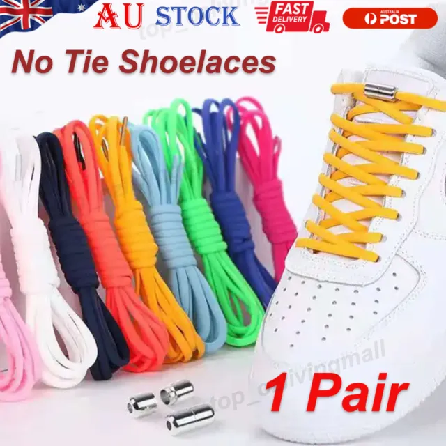 1 Pair No Tie Shoelaces Locked Elastic Shoe Lace Lazy Laces Sneakers Kids Adults