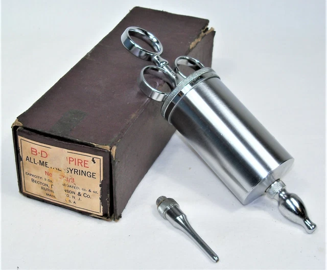 Becton Dickinson Empire All Metal Ear Syringe 3 oz. w/ Original Box