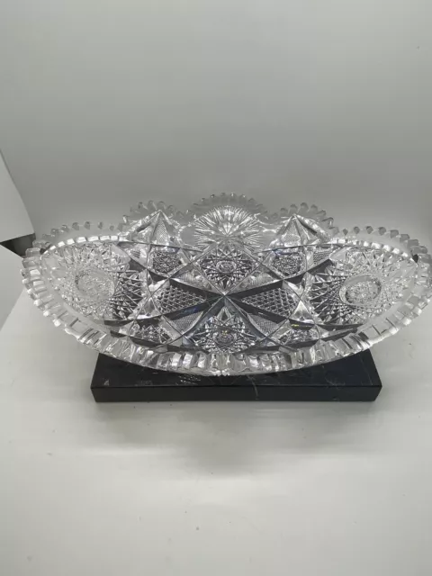 ABP Cut Glass Oval Bowl Crystal Stunning Glass Bowl