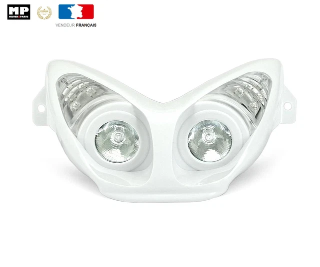 Optique Phare Double Booster Rocket - Blanc Avec LEDs Bleues, Neuf, Mister Parts