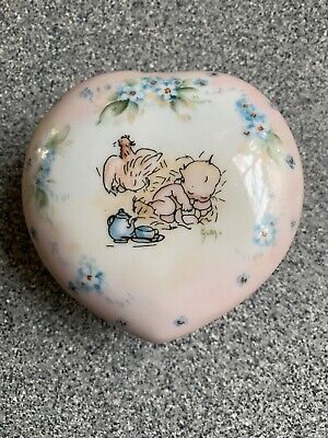 Cutie Cupie Vintage Handpainted Heart Shaped Dish With Lid
