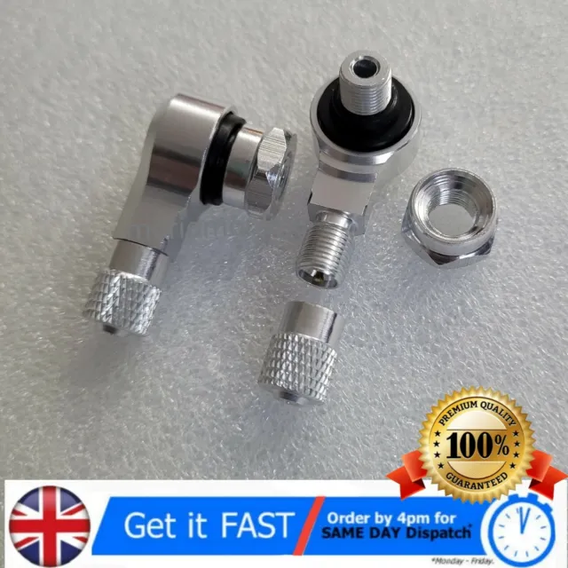2x SILVER 90 Degree angle motorbike motorcycle tyre tire valves 8.3mm for DUCATI
